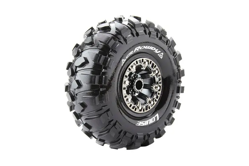 Louise R/C - Cr-Rowdy 1/10 2.2" Crawler Tires, 12Mm Hex, Super Soft, Mounted On Black Chrome Rim, Front/Rear (2) 1