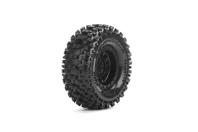 Louise R/C - Cr-Uphill 1/18, 1/24 1.0" Crawler Tires, 7Mm Hex, Super Soft, Mounted On Black Rim, Front/Rear (2) 1