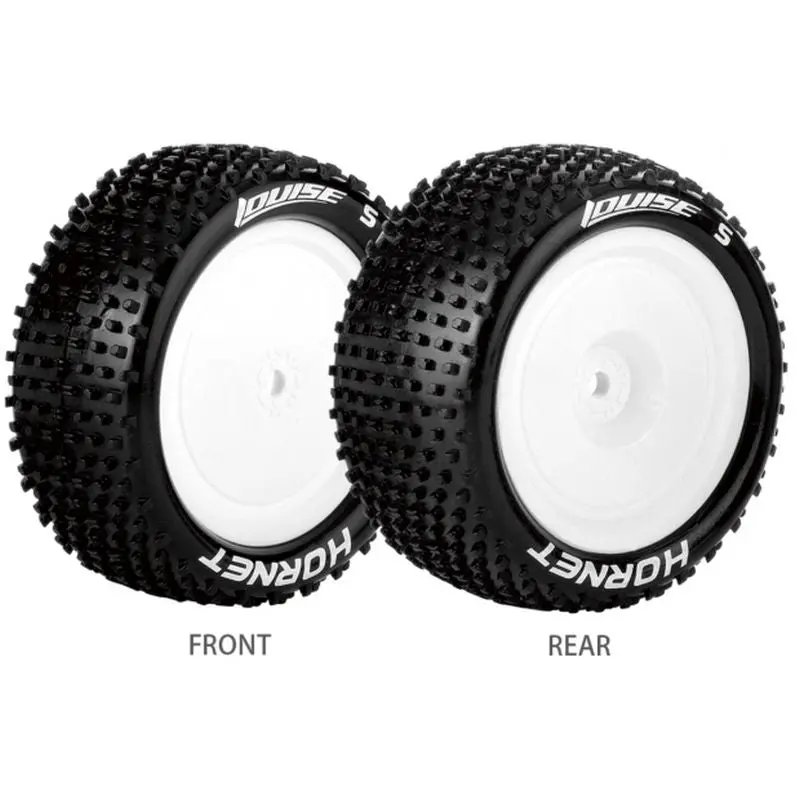 Louise R/C - E-Hornet 1/10 4Wd Rear Buggy Tire, Soft, Mounted On White Rim, For Kyosho 12Mm Hex 1