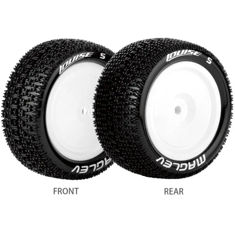 Louise R/C - E-Maglev 1/10 4Wd Rear Buggy Tire, Soft, Mounted On White Rim, For Kyosho 12Mm Hex 1