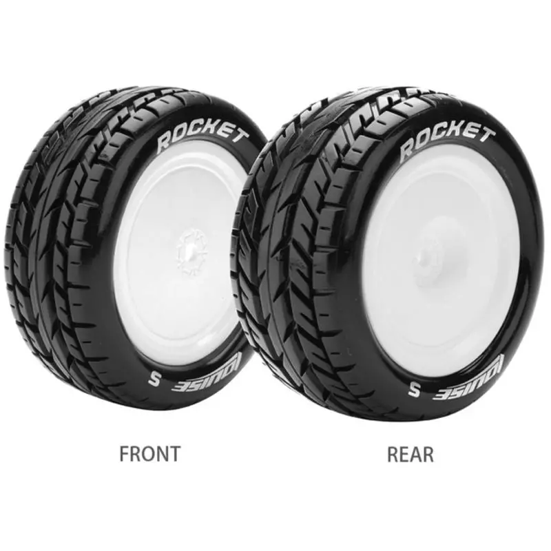 Louise R/C - E-Rocket 1/10 4Wd Rear Buggy Tire, Soft, Mounted On White Rim, For Kyosho 12Mm Hex 1