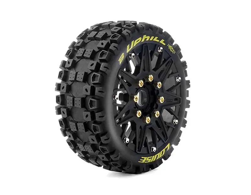 Louise R/C - Mft B-Uphill Soft 1/8 Buggy Tires, 17Mm Hex, 0" & 1/2" Offset, Mounted On Black Rims, (2) 1