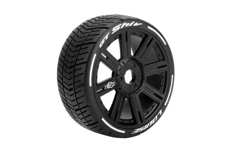 Louise R/C - Mft Gt-Shiv 1/8 Gt Tires, 17Mm Hex, Soft, Mounted On Black Spoke Rim, Front/Rear (2) 1