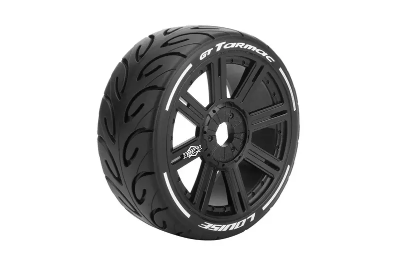 Louise R/C - Mft Gt-Tarmac 1/8 Gt Tires, 17Mm Hex, Soft, Mounted On Black Spoke Rim, Front/Rear (2) 1