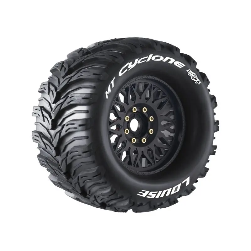 Louise R/C - Mft Mt-Cyclone Sport 1/8 Monster Truck Tires, 17Mm Hex, 0" & 1/2" Offset Mounted On Black Rims, (2) 1