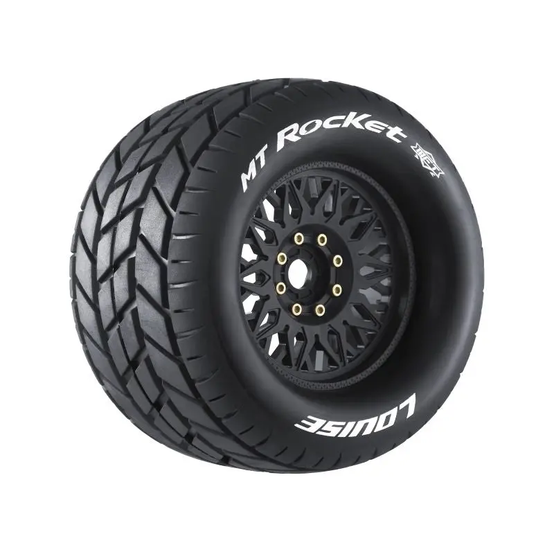 Louise R/C - Mft Mt-Rocket Sport 1/8 Monster Truck Tires, 17Mm Hex, 0" & 1/2" Offset Mounted On Black Rims, (2) 1