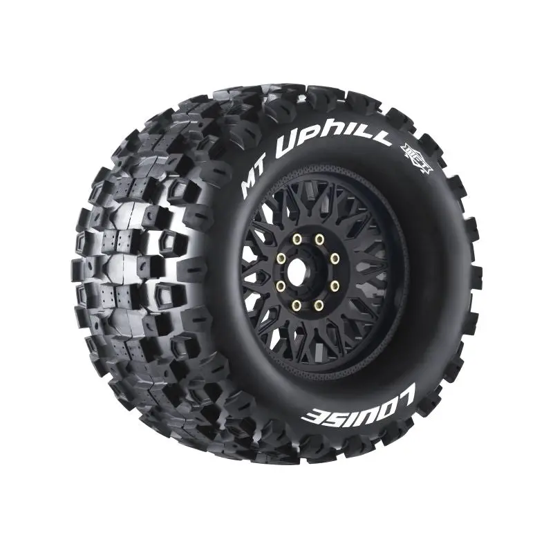 Louise R/C - Mft Mt-Uphill Sport 1/8 Monster Truck Tires, 17Mm Hex, 0" & 1/2" Offset Mounted On Black Rims, (2) 1