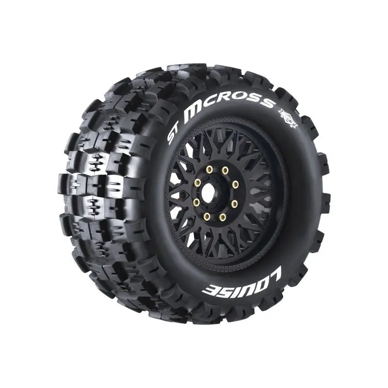 Louise R/C - Mft St-Mcross Sport 1/8 Stadium Truck Tires, 0" & 1/2" Offset, 17Mm Removable Hex, On Black Rims (2) 1