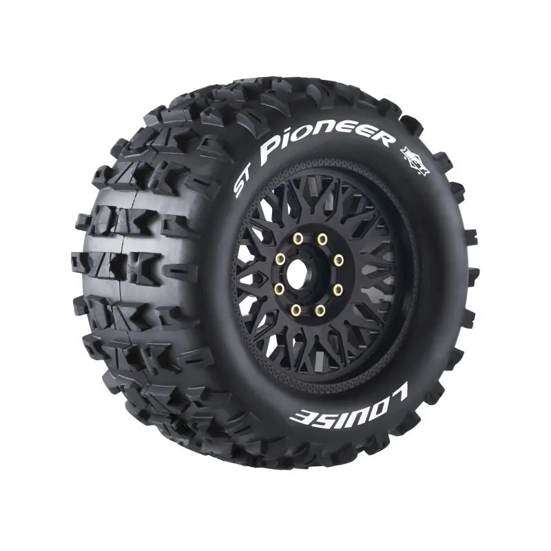 Louise R/C - Mft St-Pioneer Sport 1/8 Stadium Truck Tires, 0" & 1/2" Offset, 17Mm Removable Hex, On Black Rim (2) 1