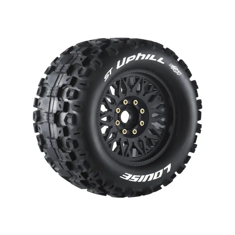 Louise R/C - Mft St-Uphill Sport 1/8 Stadium Truck Tires, 0" & 1/2" Offset, 17Mm Removable Hex, On Black Rims (2) 1