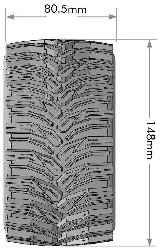 Louise R/C - Mt-Cyclone Speed 1/8 Monster Truck Tires, 0" & 1/2" Offset, 17Mm Removable Hex On Black Rim, Soft(2) 2