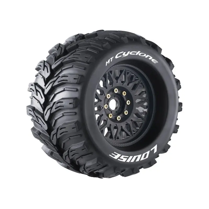 Louise R/C - Mt-Cyclone Sport 1/8 Monster Truck Tires, 0" & 1/2" Offset, 17Mm Removable Hex, On Black Rim (2) 1