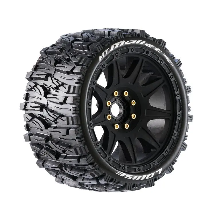 Louise R/C - Mt-Mallet Speed 1/8 Monster Truck Tires, 0" & 1/2" Offset, 17Mm Removable Hex On Black Rim, Soft (2) 1