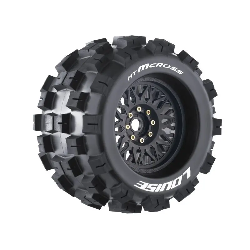 Louise R/C - Mt-Mcross Sport 1/8 Monster Truck Tires, 0" & 1/2" Offset, 17Mm Removable Hex, On Black Rim (2) 1