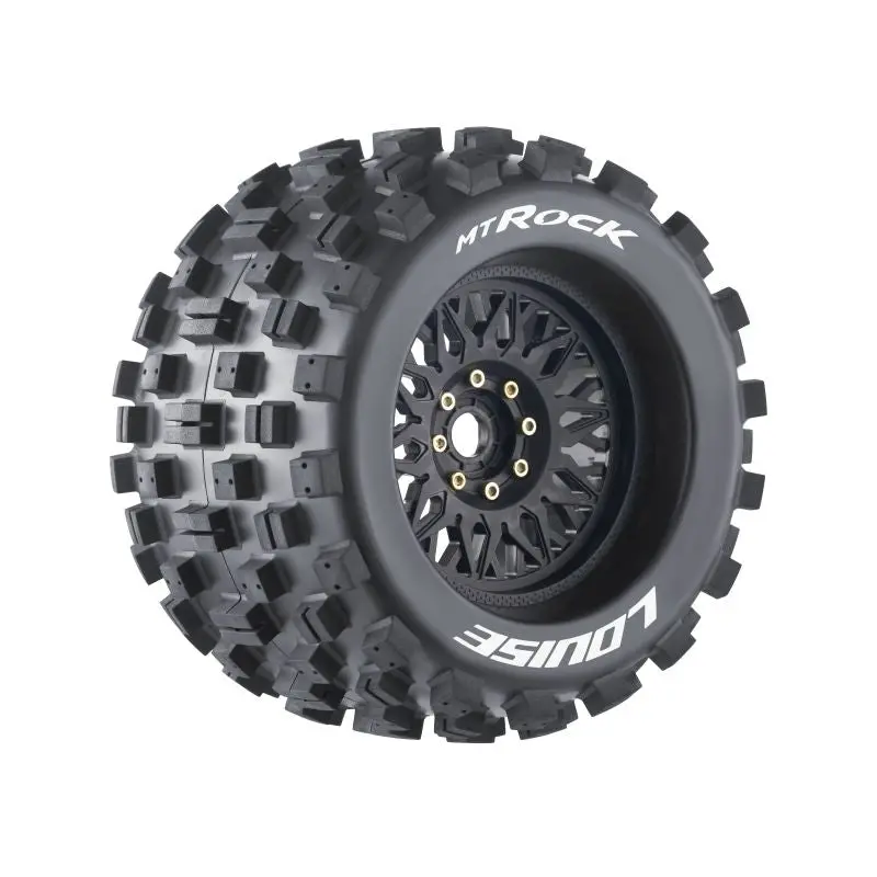 Louise R/C - Mt-Rock Sport 1/8 Monster Truck Tires, 0" & 1/2" Offset, 17Mm Removable Hex, On Black Rim (2) 1