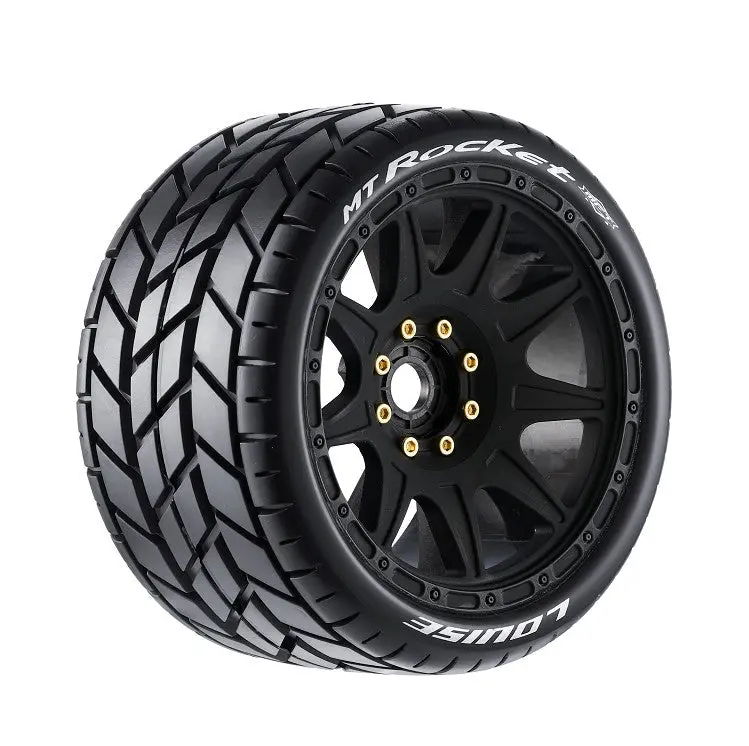 Louise R/C - Mt-Rocket Speed 1/8 Monster Truck Tires, 0" & 1/2" Offset, 17Mm Removable Hex On Black Rim, Soft (2) 1