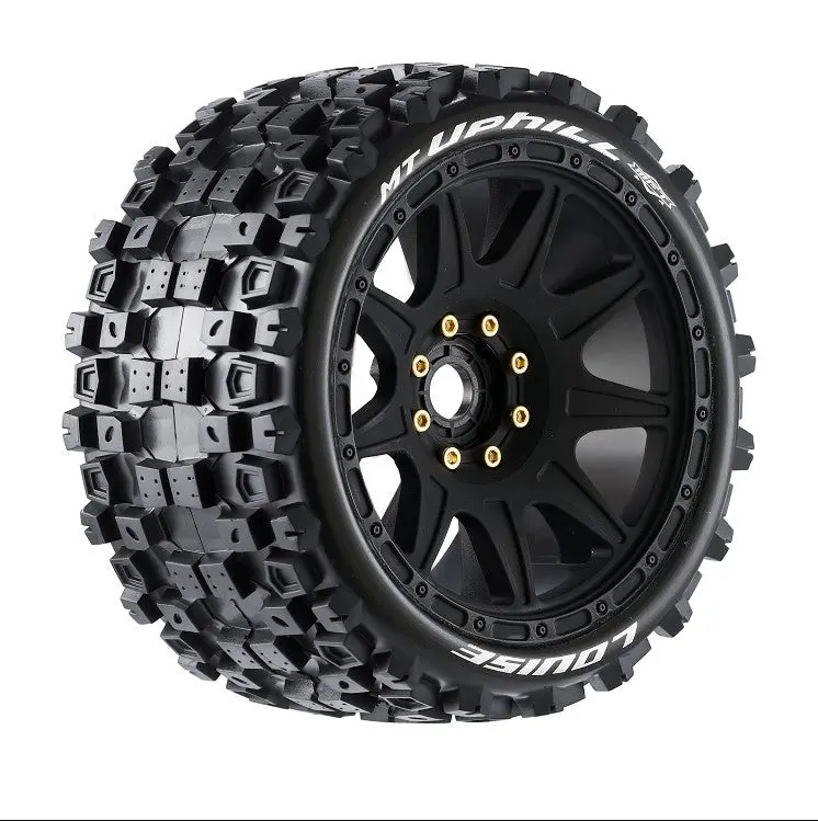 Louise R/C - Mt-Uphill Speed 1/8 Monster Truck Tires, 0" & 1/2" Offset, 17Mm Removable Hex On Black Rim, Soft (2) 1