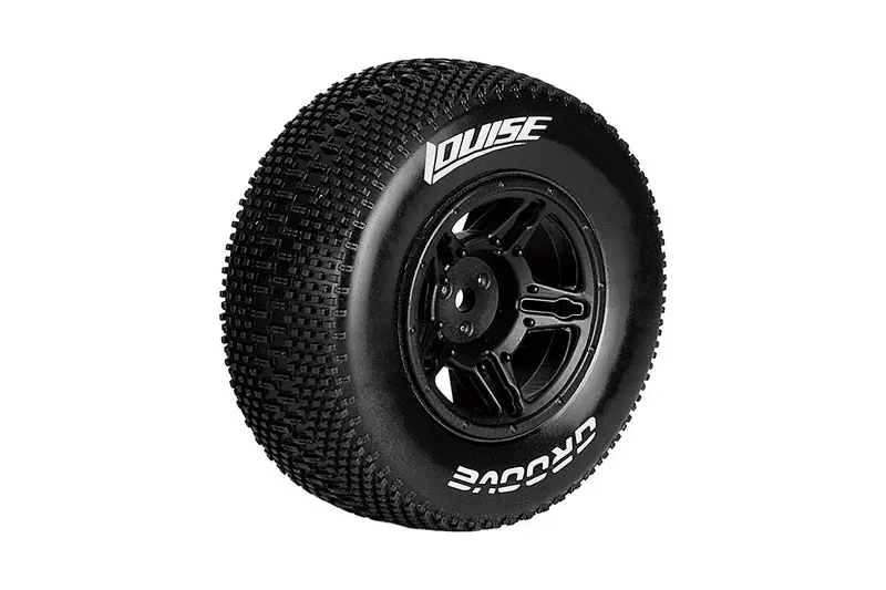 Louise R/C - Sc-Groove 1/10 Short Course Tires, Soft, 12, 14 & 17Mm Removable Hex On Black Rim (2) 1