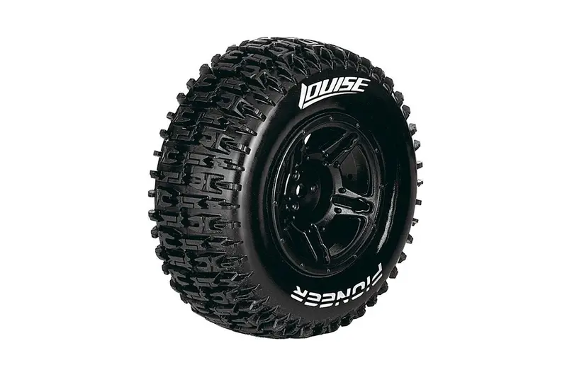 Louise R/C - Sc-Pioneer 1/10 Short Course Tires, Soft, 12, 14 & 17Mm Removable Hex On Black Rim (2) 1