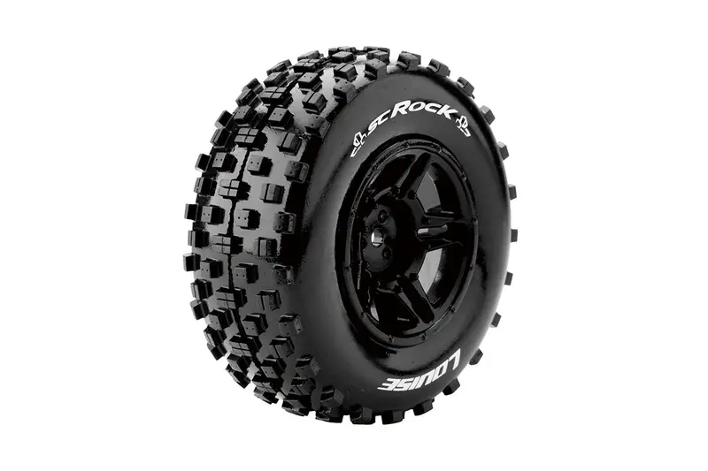 Louise R/C - Sc-Rock 1/10 Short Course Tires, Soft, 12, 14 & 17Mm Removable Hex On Black Rim (2) 1