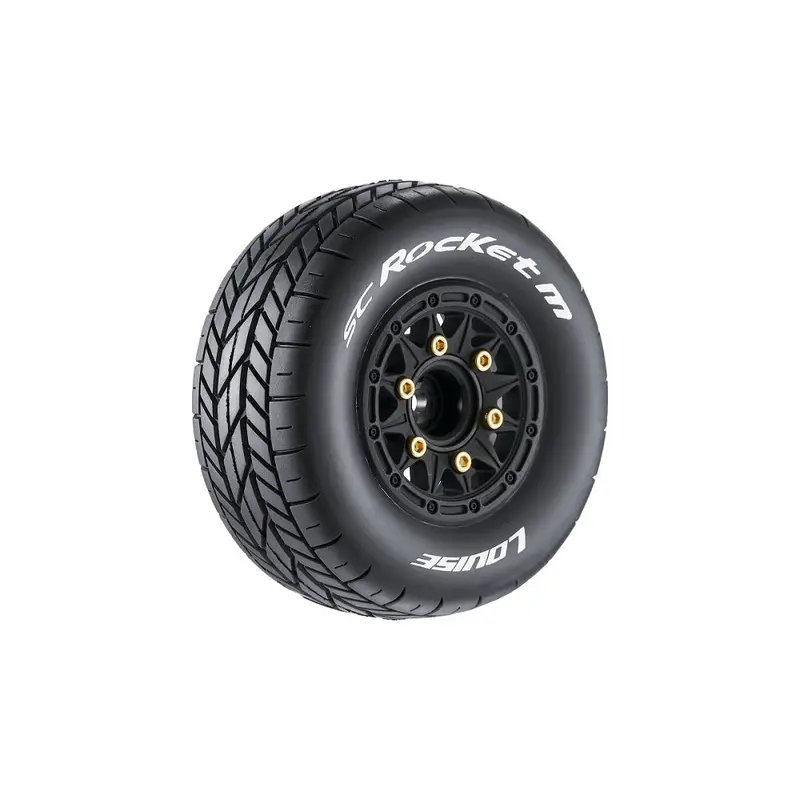 Louise R/C - Sc-Rocket M Oval Track 1/10 Short Course Tires, Soft, 12, 14 & 17Mm Removable Hex On Black Rim (2) 1