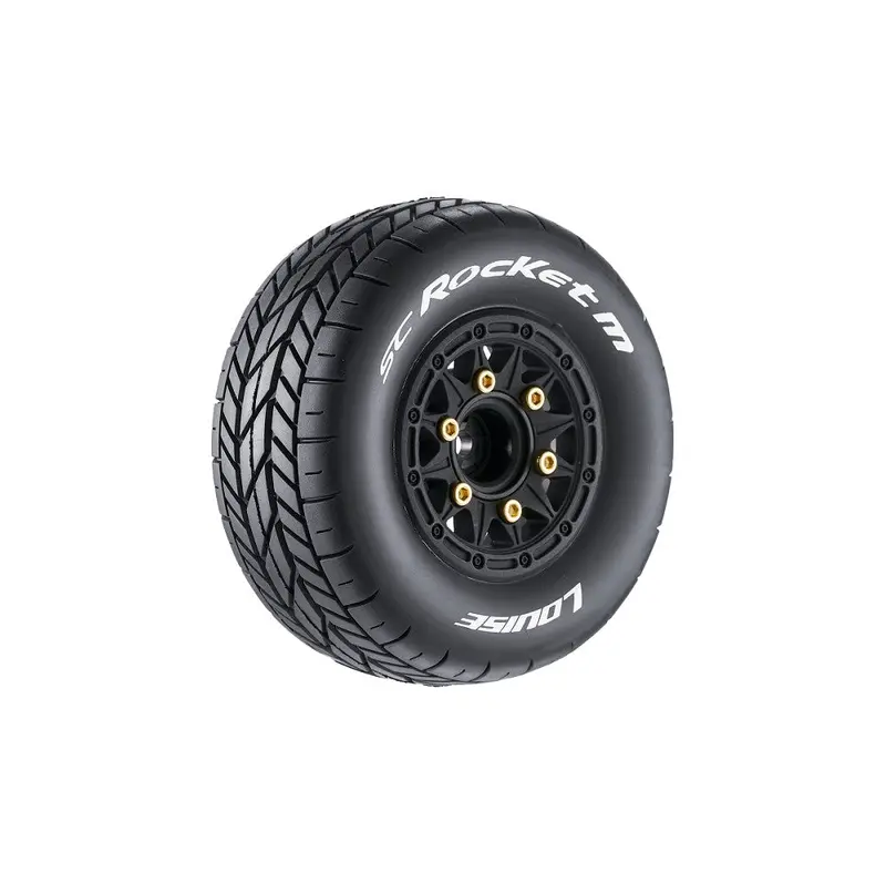 Louise R/C - Sc-Rocket M Oval Track 1/10 Short Course Tires, Super Soft, 12, 14 & 17Mm Hex On Black Rim (2) 1
