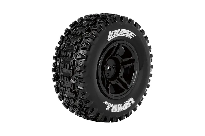 Louise R/C - Sc-Uphill 1/10 Short Course Tires, Soft, 12, 14 & 17Mm Removable Hex On Black Rim (2) 1