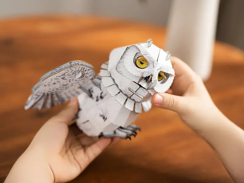 Make Bug - Snowy Owl 3D Kraft Paper Puzzle 1