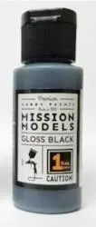 Mission Models - Acrylic Model Paint 1 Oz Bottle, Gloss Black Base For Chrome 1