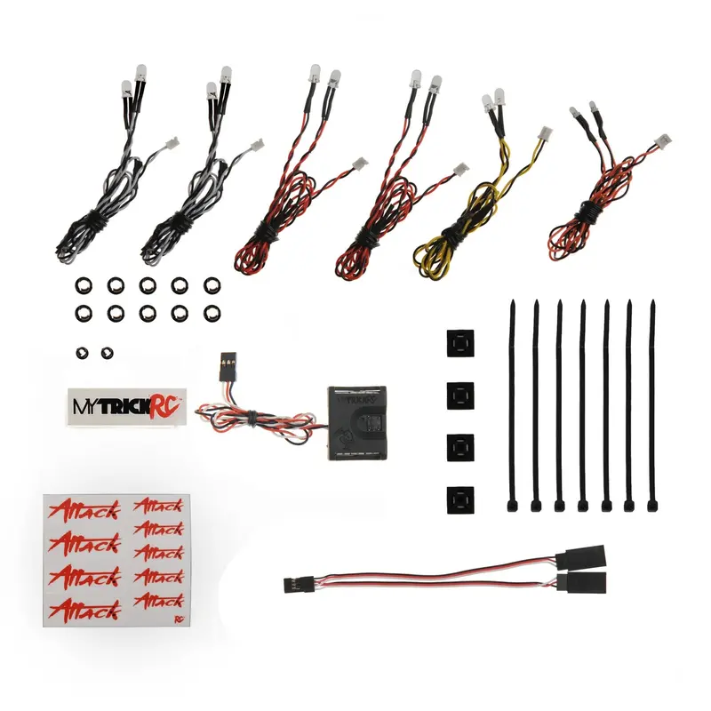 Mytrickrc - Attack After-Burner 1402 Light Bar Kit- 1-Sq-1 Controller, 12-Leds, 2-Backfire 1