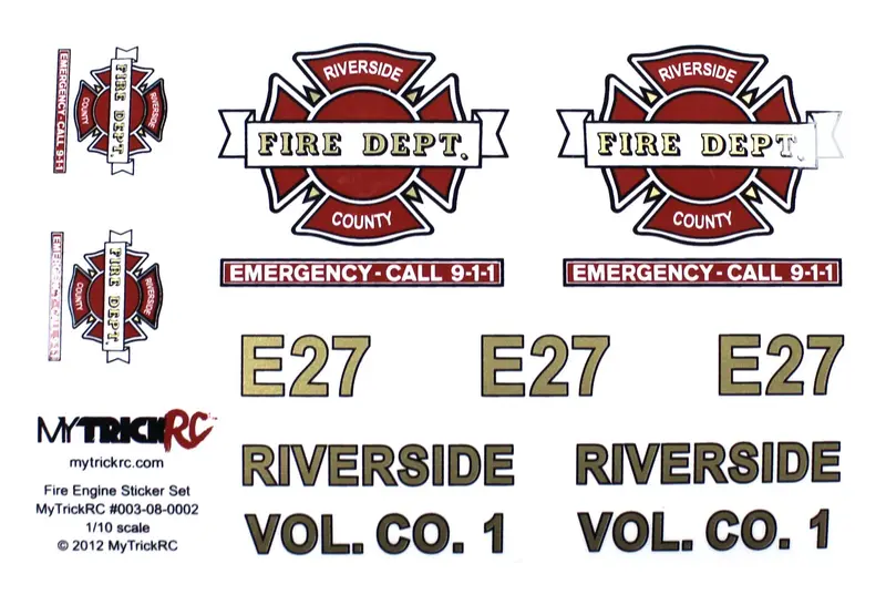 Mytrickrc - Fire Truck Decal Set - Realistic 1:10 Scale Decal 1