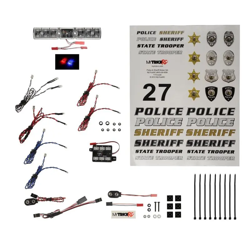 Mytrickrc - Police Deluxe Light Bar Kit- Police Basic + Police Interceptor Flasher And Police Decals 1