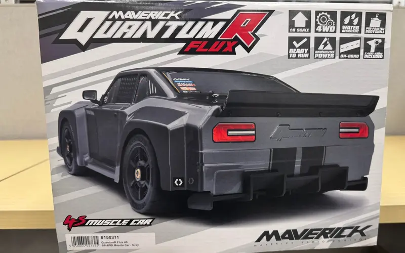Open Box Needs Body Maverick Quantumr Flux 4S 1/8 4Wd Muscle Car - Grey, 150311 1