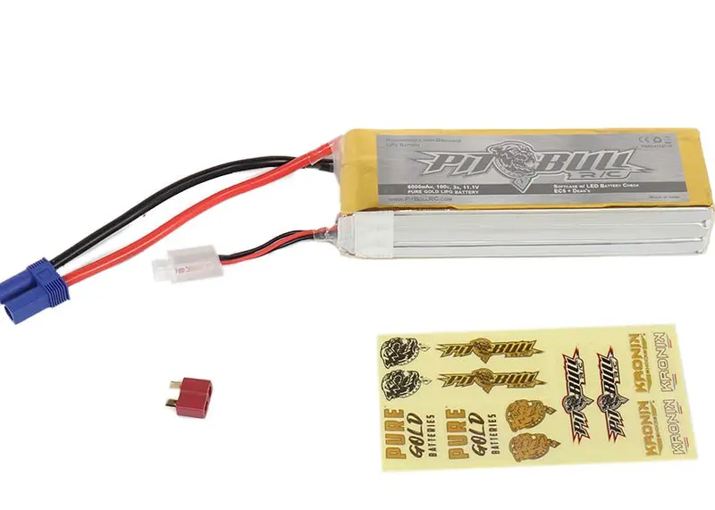 Pit Bull Tires - Pure Gold 100C 3S 6000Mah 11.1V Softcase Lipo Battery, With Led Battery Check - Ec5 And T Plug 1