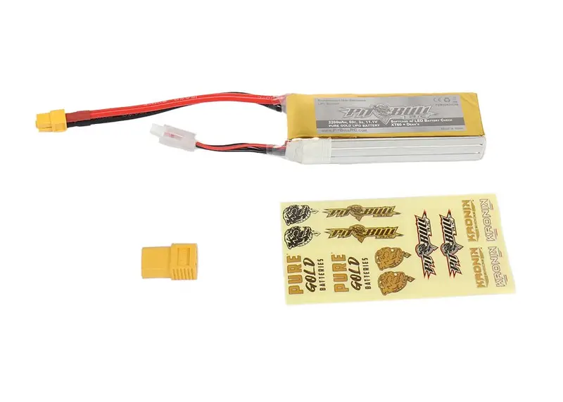 Pit Bull Tires - Pure Gold 50C 3S 2200Mah 11.1V Softcase Lipo Battery, With Led Battery Check - Xt60 And T-Plug 1