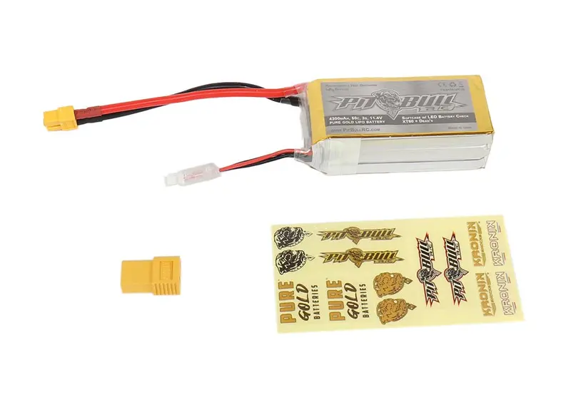 Pit Bull Tires - Pure Gold 50C 3S 4300Mah 11.1V Softcase Lipo Battery, With Led Battery Check - Xt60 And T Plug 1
