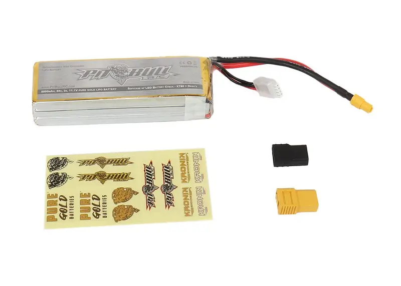 Pit Bull Tires - Pure Gold 50C 3S 5000Mah 11.1V Softcase Lipo Battery, With Led Battery Check - Xt60 And T Plug 1