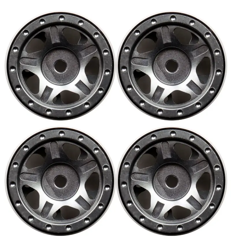 Power Hobby - 1.0" Axial Scx24 C10 Jeep Deadbolt Aluminum Beadlock Wheels, Gray 1