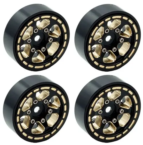 Power Hobby - 1.0" Black Brass Beadlock Crawler Wheels, 1/24 Traxxas Trx-4M 1