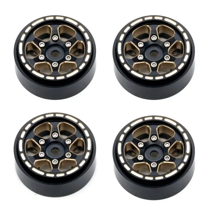Power Hobby - 1.0" Black Brass Beadlock Crawler Wheels, 1/24 Traxxas Trx-4M 2
