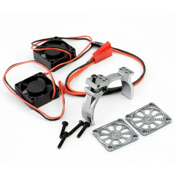 Power Hobby - 1/10 Aluminum Heatsink Mount 30Mm Twin Turbo Cooling Fans, Gunmetal 1