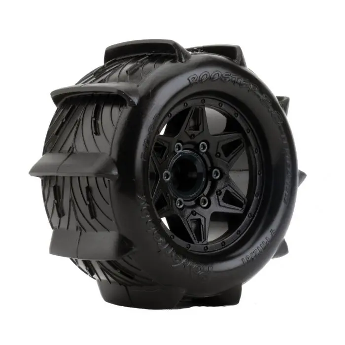 Power Hobby - 1/10 Rooster 2.8" Belted Paddle Sand/Snow Tires, Mounted, W/ 12Mm, 14Mm, 17Mm Adapters 1