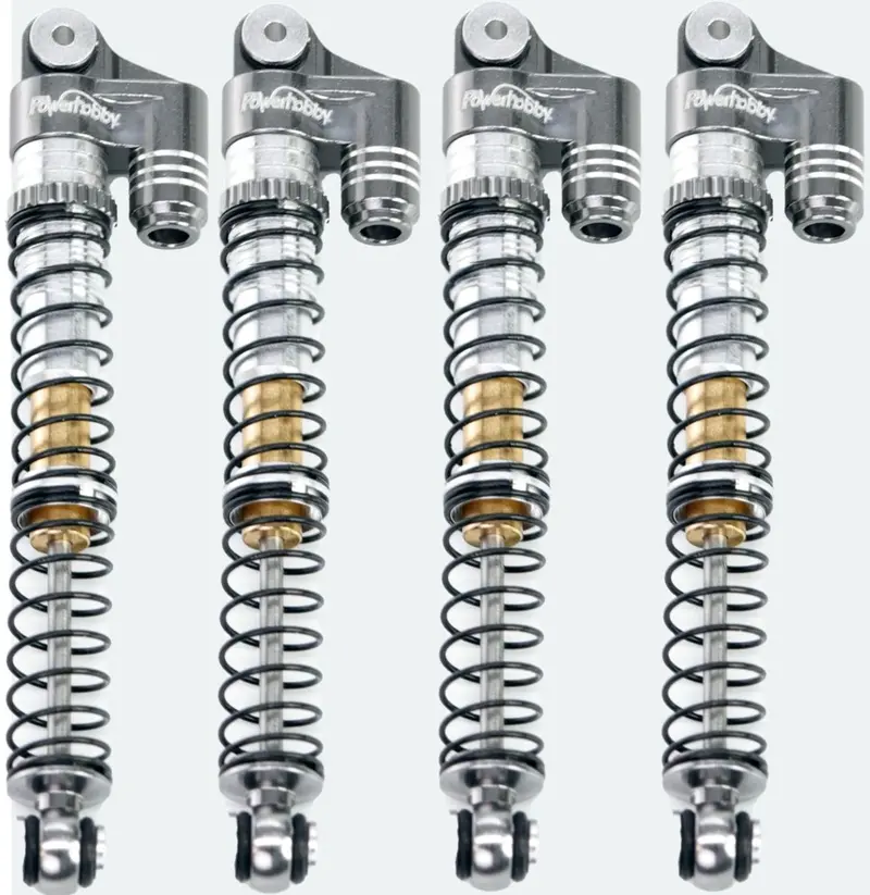 Power Hobby - 1/24 Aluminum 58Mm Long Travel Shocks, Gray, For Axial Scx24 Jeep, Bronco 1