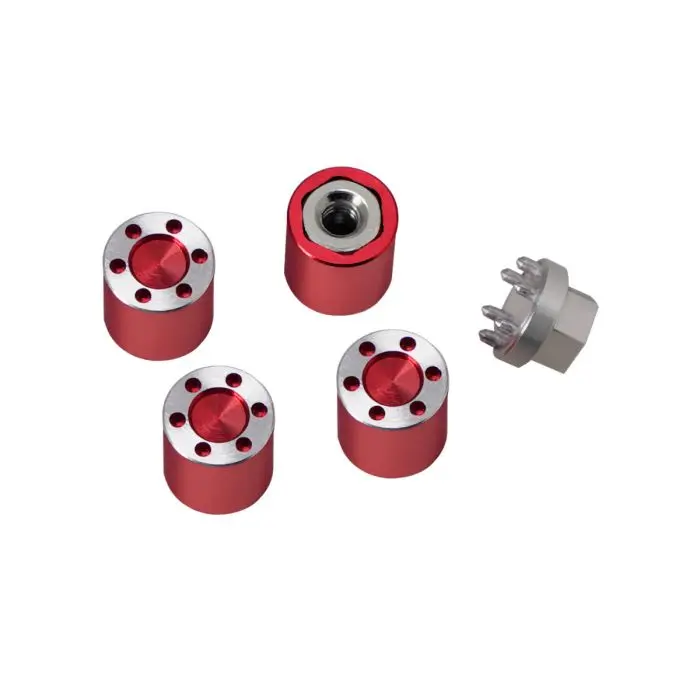 Power Hobby - 1/24 Scale Rock Crawler M2 Locking Hubs W/Tool, Red, For Axial Scx24 1
