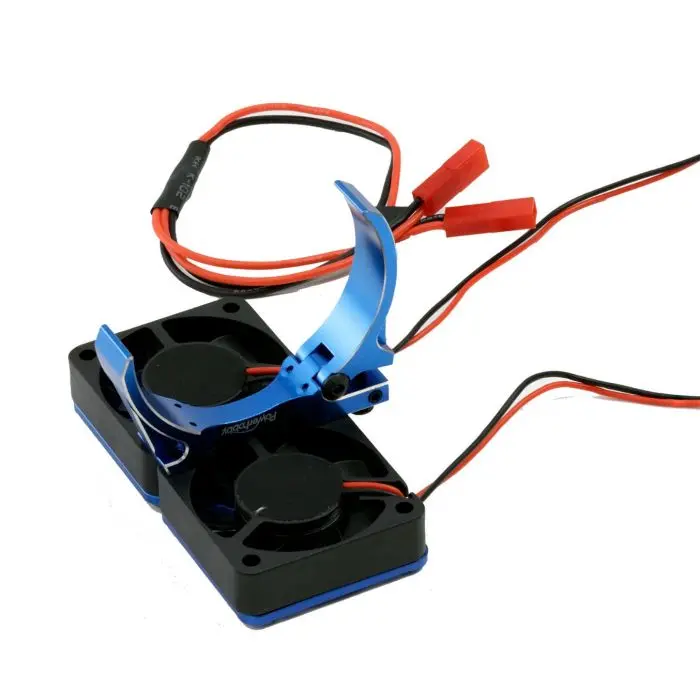 Power Hobby - 1/8 Aluminum Heatsink 30Mm Twin Turbo High Speed Cooling Fans, Blue 2