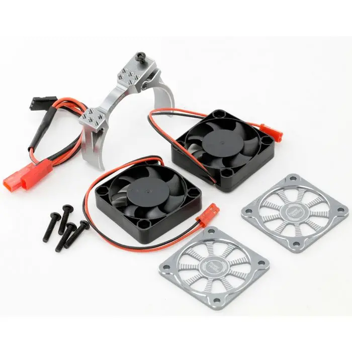 Power Hobby - 1/8 Aluminum Heatsink 40Mm Dual High Speed Cooling Fans With Cover, Gunmetal 1