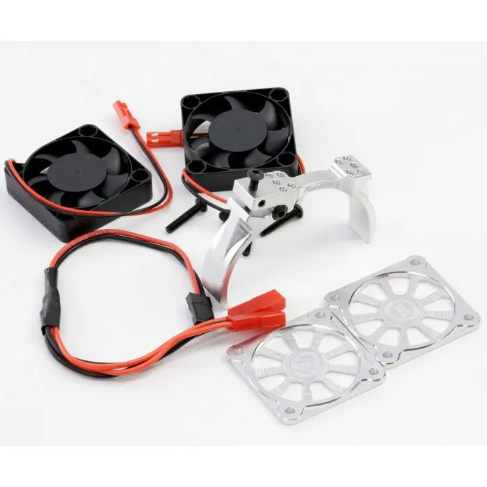 Power Hobby - 1/8 Aluminum Heatsink 40Mm Dual High Speed Cooling Fans With Cover, Silver 1