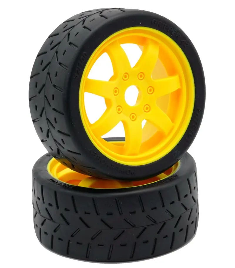 Power Hobby - 1/8 Gripper 42/100 Belted Mounted Tires 17Mm Yellow 1