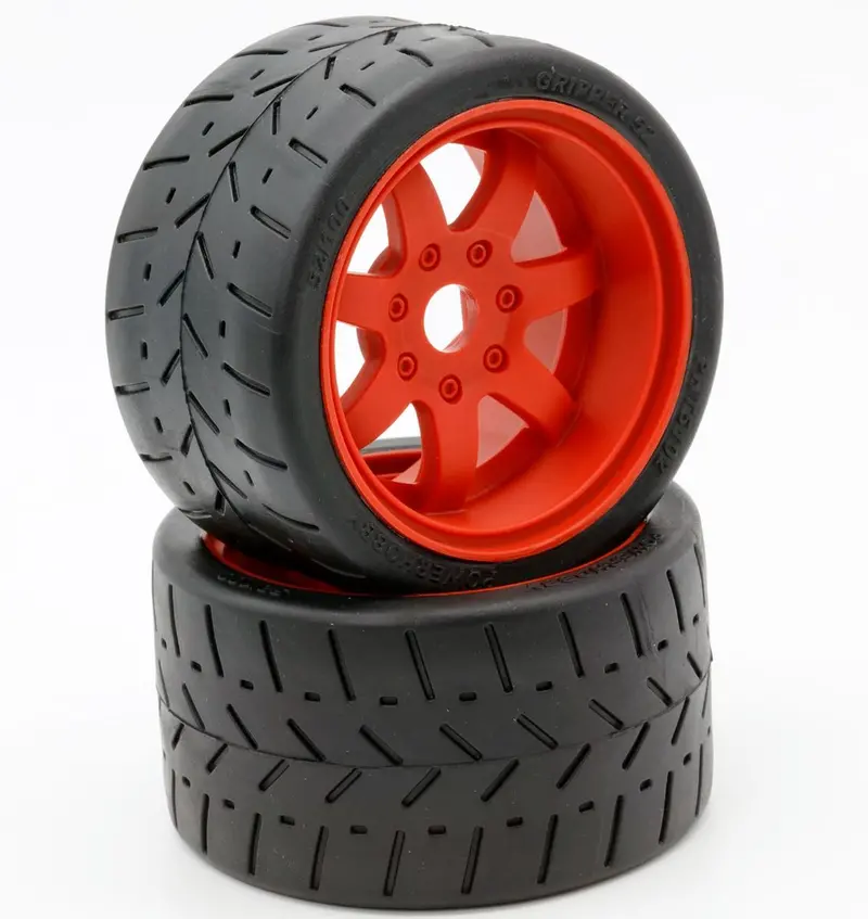 Power Hobby - 1/8 Gripper 54/100 Belted Mounted Tires 17Mm Red Wheels 1
