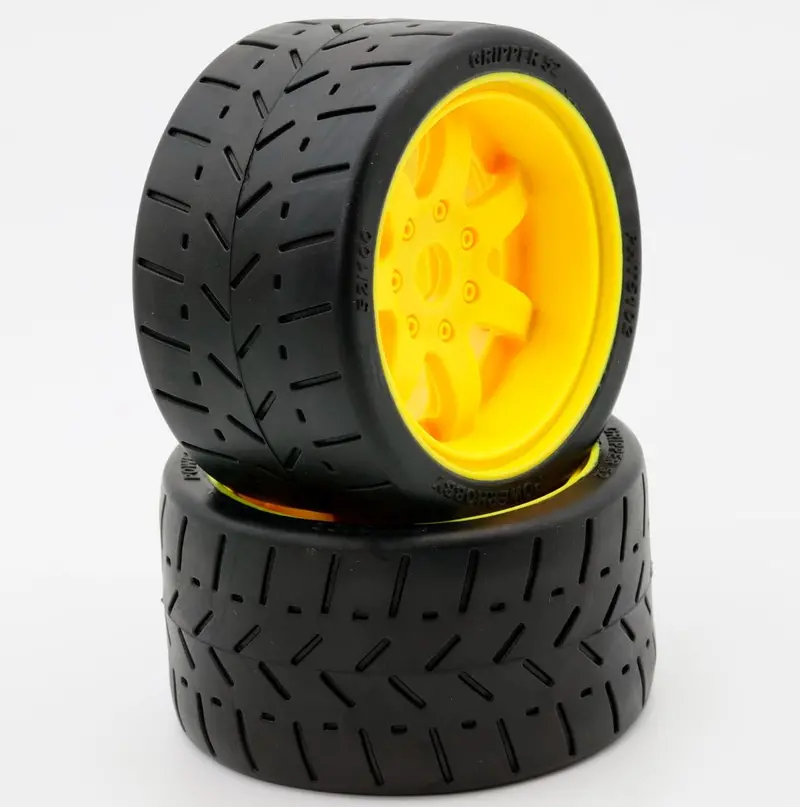 Power Hobby - 1/8 Gripper 54/100 Belted Mounted Tires 17Mm Yellow 1